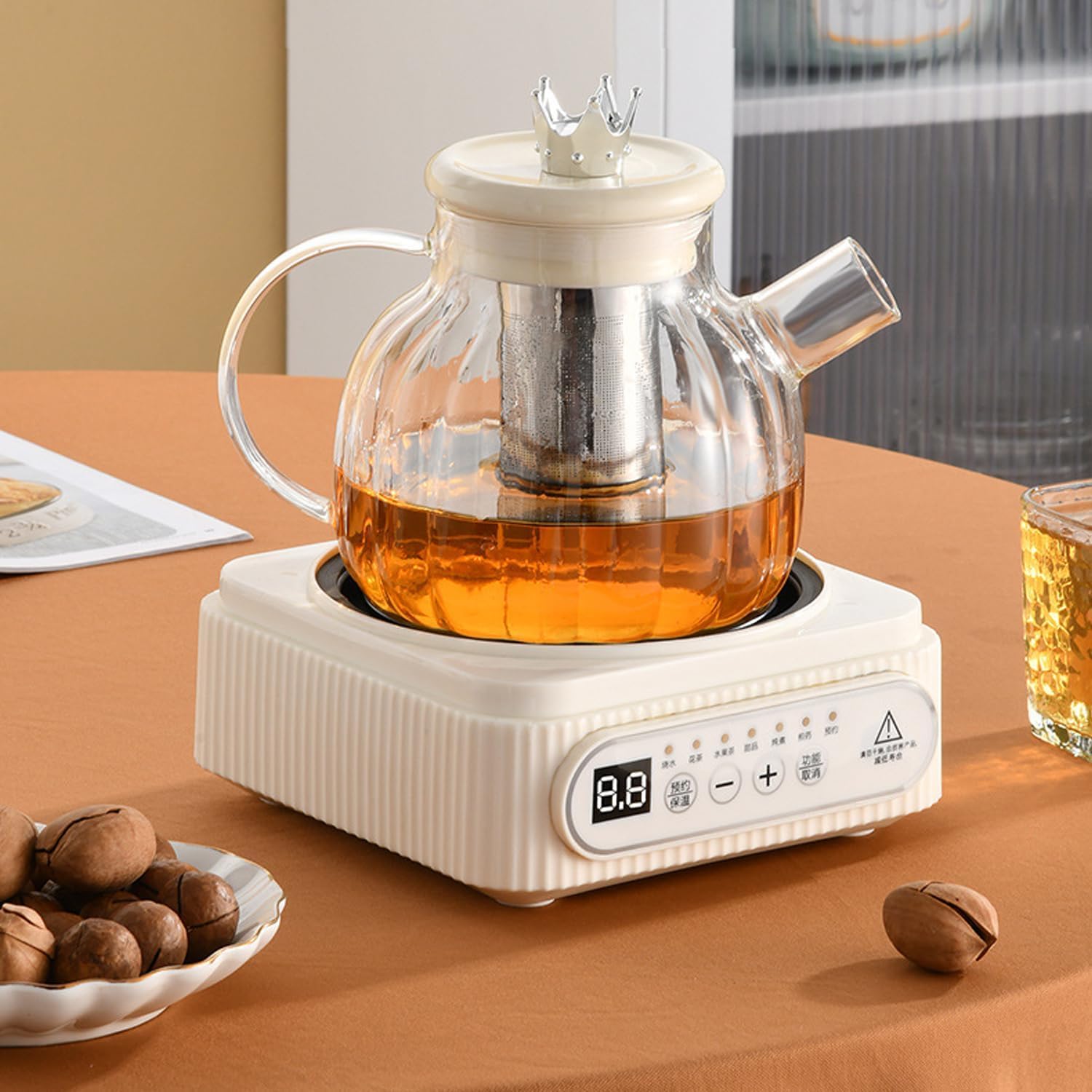 Elektrischer Heißwasserkessel, 700 -W -multifunktionaler Gesundheitstopf, 1,2 l große Kapazität, ausgestattet mit Edelstahl -Teesieb, kann automatisch 8 Stunden lang für Zuhause und Büro warm
